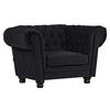 CHESTERFIELD-SESSEL Flachgewebe Schwarz    - Dunkelbraun/Schwarz, LIFESTYLE, Holz/Textil (130/79/93cm)