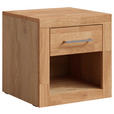 NACHTSCHRANK 45/45/42 cm Eiche massiv  - Eichefarben/Silberfarben, Natur, Holz/Holzwerkstoff (45/45/42cm) - Linea Natura