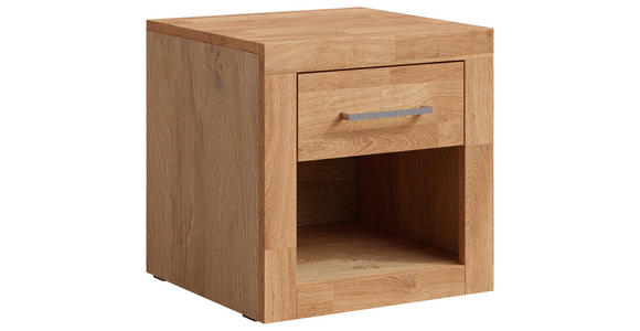 NACHTSCHRANK 45/45/42 cm Eiche massiv  - Eichefarben/Silberfarben, Natur, Holz/Holzwerkstoff (45/45/42cm) - Linea Natura