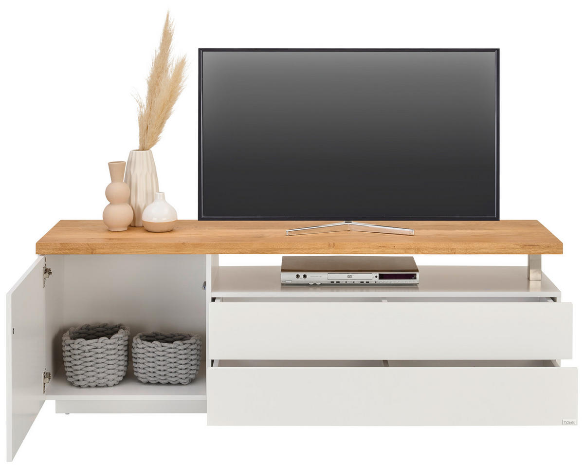 NISKA KOMODA   160/53,5/41,5 cm   bela, boja hrasta   - boja hrasta/bela, Konvencionalno, drvo/pločasti materijal (160/53,5/41,5cm) - Novel