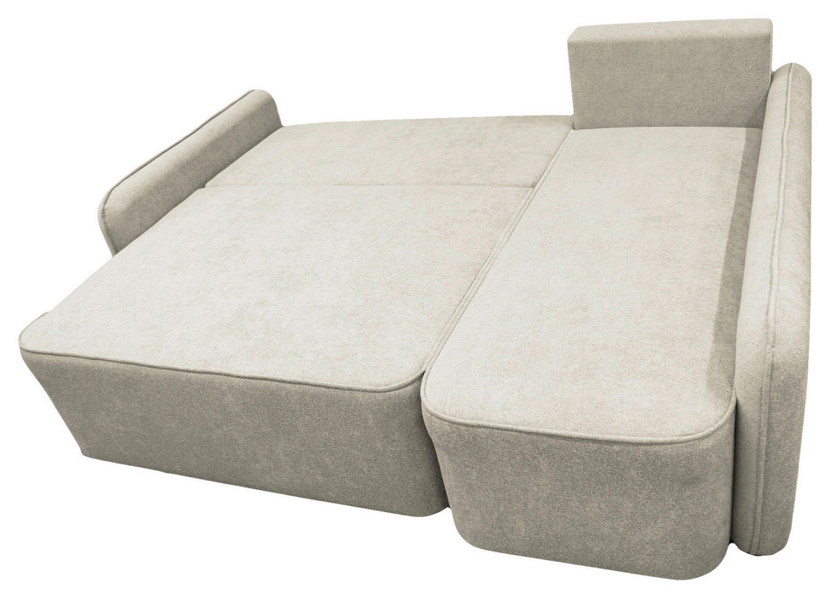 ECKSOFA Creme Struktur, Bouclé  - Creme/Schwarz, Design, Kunststoff/Textil (209/143cm) - MID.YOU
