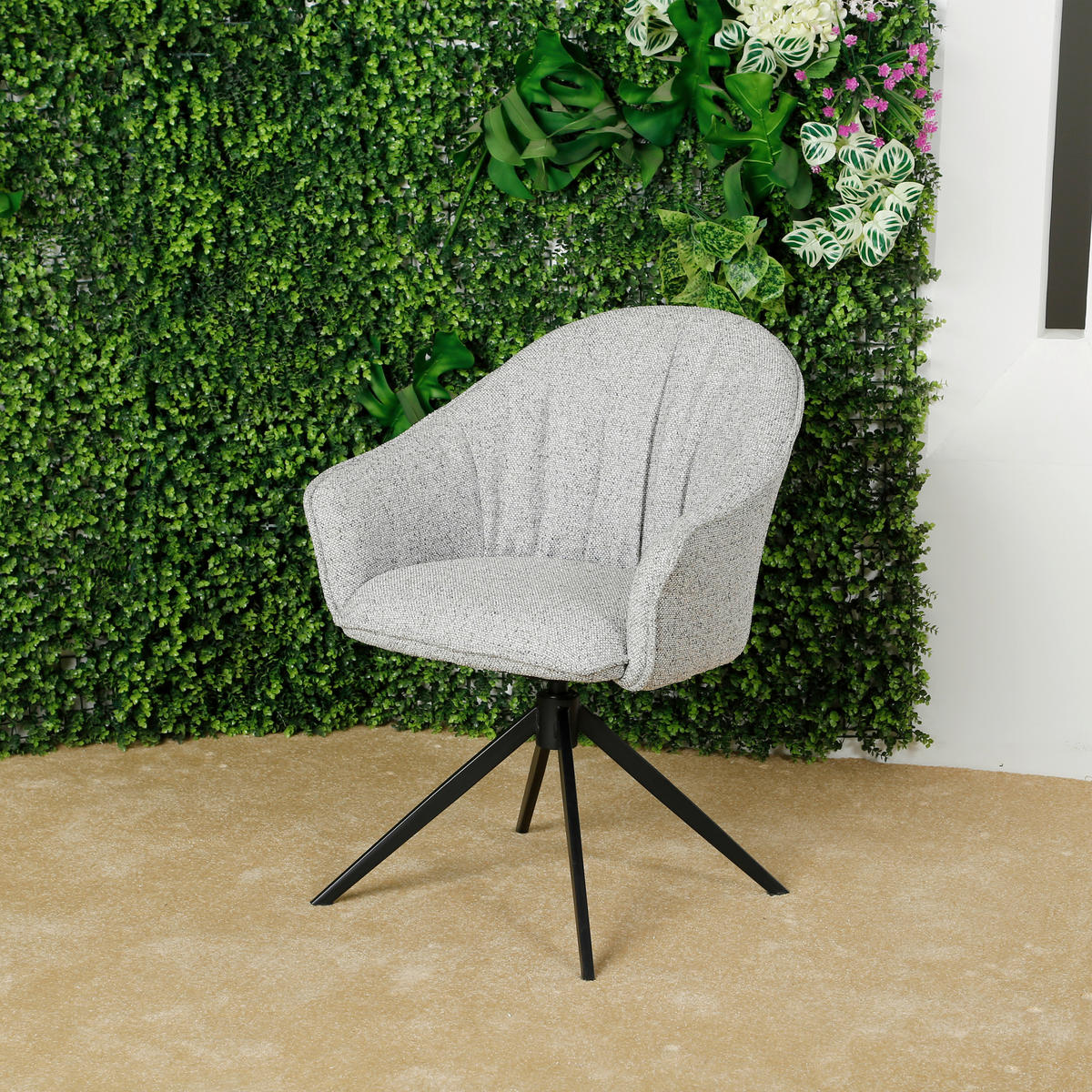 ARMLEHNSTUHL  Sitzfläche 360° drehbar, automatische Rückholfunktion Webstoff  - Schwarz/Grau, Design, Textil/Metall (66/83/64cm) - Novel