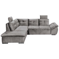 ECKSOFA in Mikrovelours Hellgrau  - Hellgrau/Schwarz, Konventionell, Kunststoff/Textil (217/265cm) - Carryhome