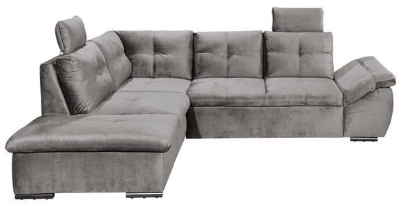 ECKSOFA in Mikrovelours Hellgrau - Hellgrau/Schwarz, KONVENTIONELL, Kunststoff/Textil (217/265cm) - Carryhome