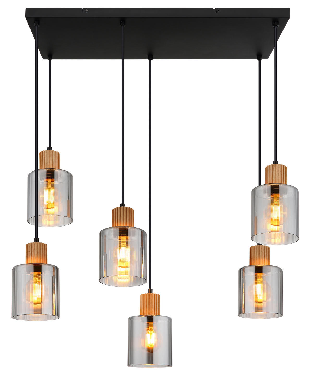 HÄNGELEUCHTE 67/33/120 cm    - Dunkelbraun/Schwarz, Natur, Glas/Holz (67/33/120cm) - Globo
