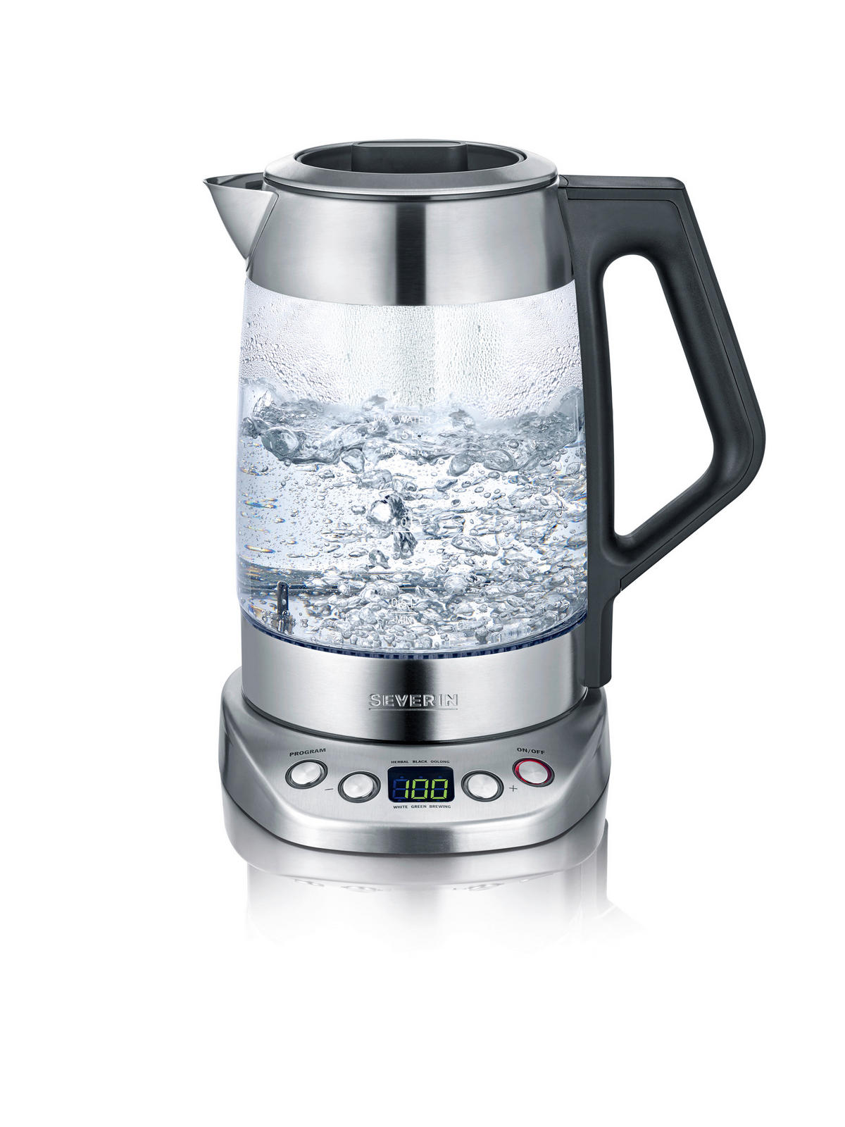 WASSERKOCHER WK 3479 1.7 l  - Edelstahlfarben, KONVENTIONELL, Glas/Metall (21/27/23cm) - Severin