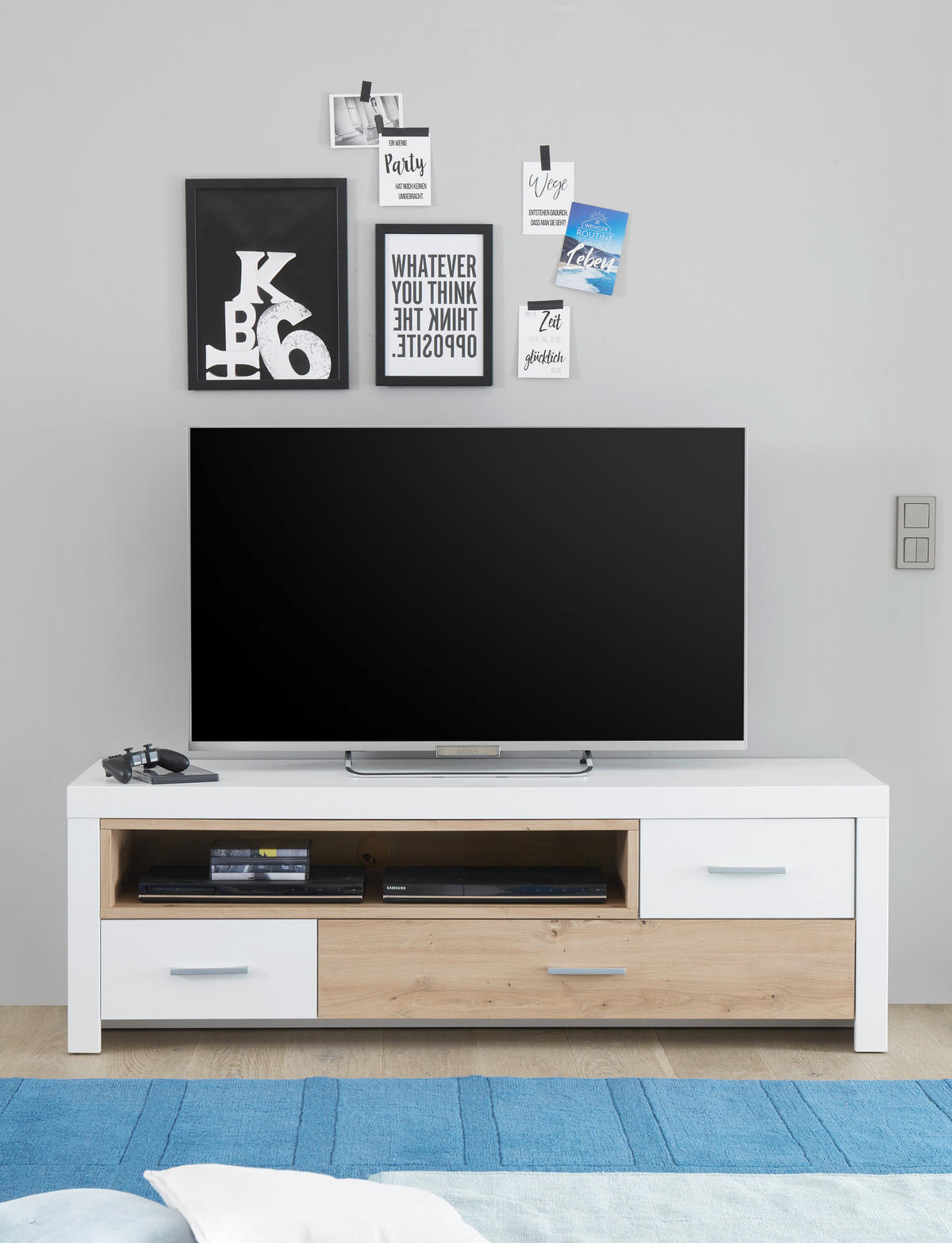 TV DIEL  - biela/farba duba, Design, kov/kompozitné drevo (156/51/45cm) - Xora