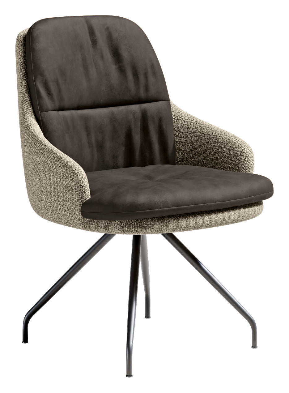ARMLEHNSTUHL  Beinauswahl, Sitzfläche 360° drehbar, Stoff-/Lederauswahl Velours  Graphitfarben, Sandfarben  - Sandfarben/Graphitfarben, Design, Textil/Metall (60/86/66cm) - Dieter Knoll