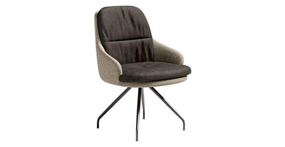 ARMLEHNSTUHL  Beinauswahl, Sitzfläche 360° drehbar, Stoff-/Lederauswahl Velours  Sandfarben, Graphitfarben  - Sandfarben/Graphitfarben, Design, Textil/Metall (60/86/66cm) - Dieter Knoll
