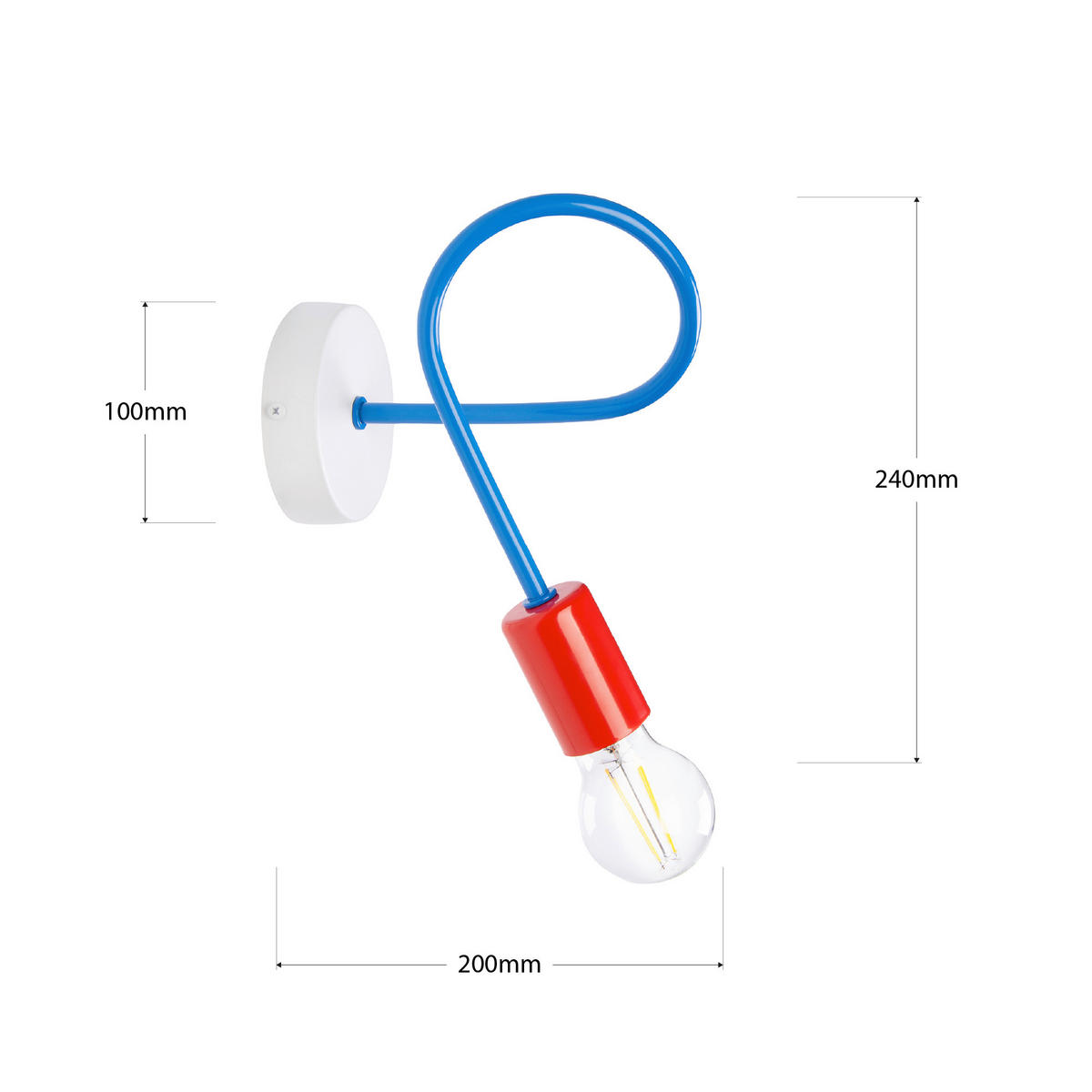 KINDERWANDLEUCHTE  - Weiß Hochglanz/Rot, KONVENTIONELL, Metall (200/200/240cm)