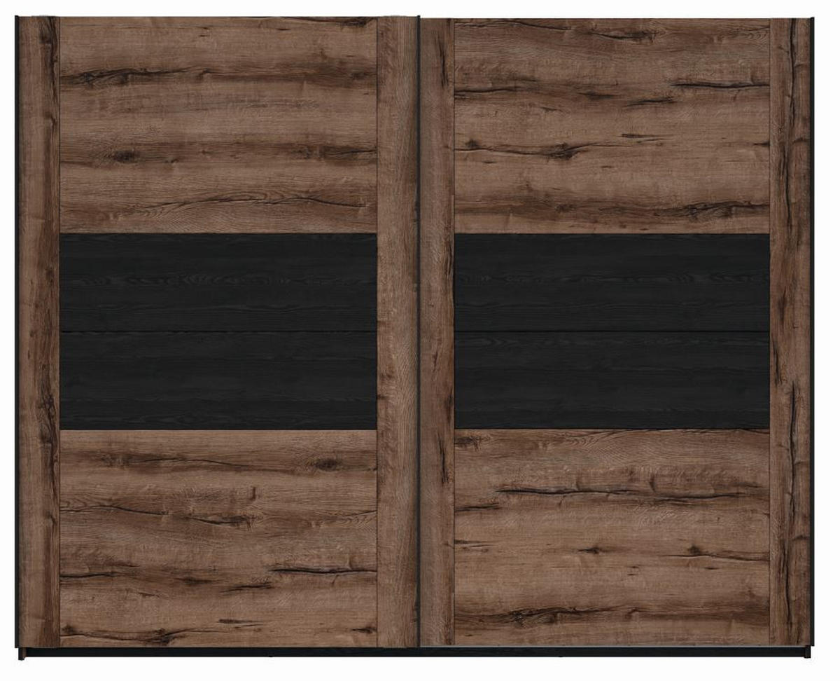 ORMAR SA KLIZNIM VRATIMA crna, boja hrasta  270/218,5/60,5 cm  - boja hrasta/crna, Dizajnerski, pločasti materijal/plastika (270/218,5/60,5cm) - Carryhome