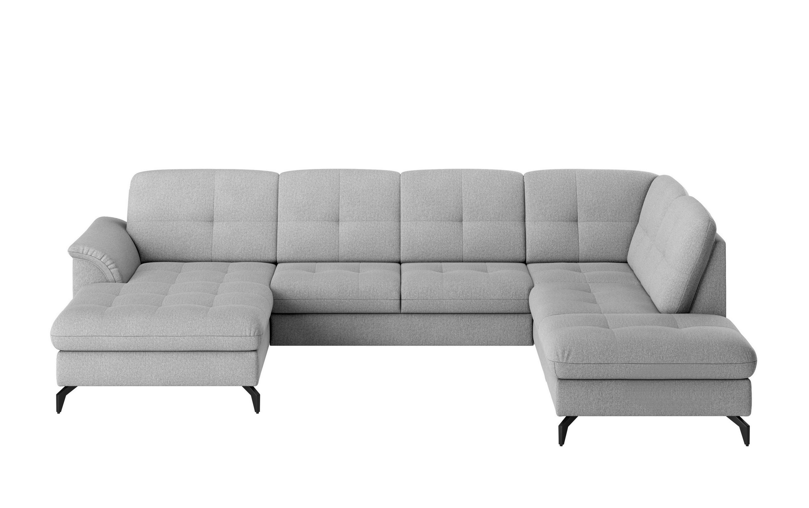 WOHNLANDSCHAFT in Flachgewebe Grau  - Schwarz/Grau, MODERN, Textil/Metall (164/319/212cm) - Sit & More
