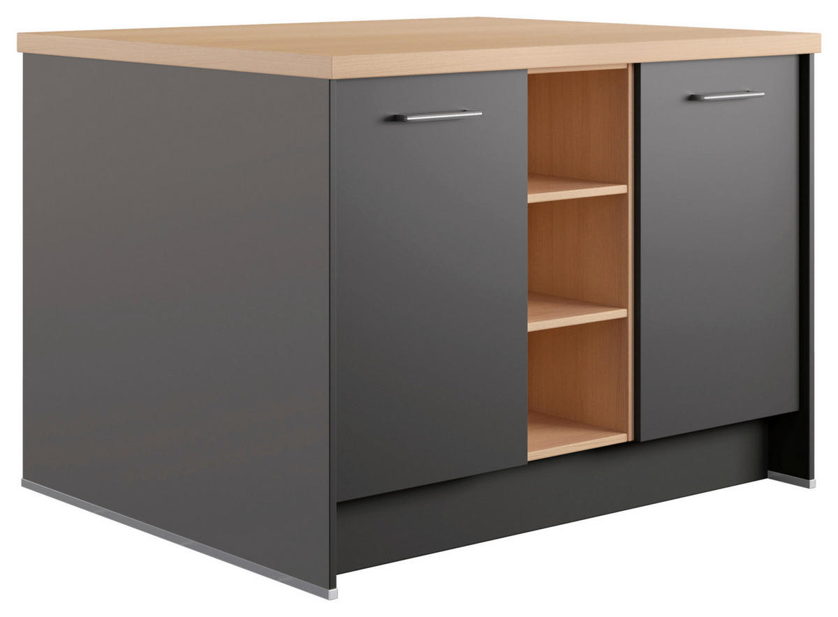 KÜCHENINSEL 123,4/91,8/96,6 cm  in Graphitfarben, Eichefarben  - Edelstahlfarben/Eichefarben, Basics, Holzwerkstoff/Metall (123,4/91,8/96,6cm) - Impuls