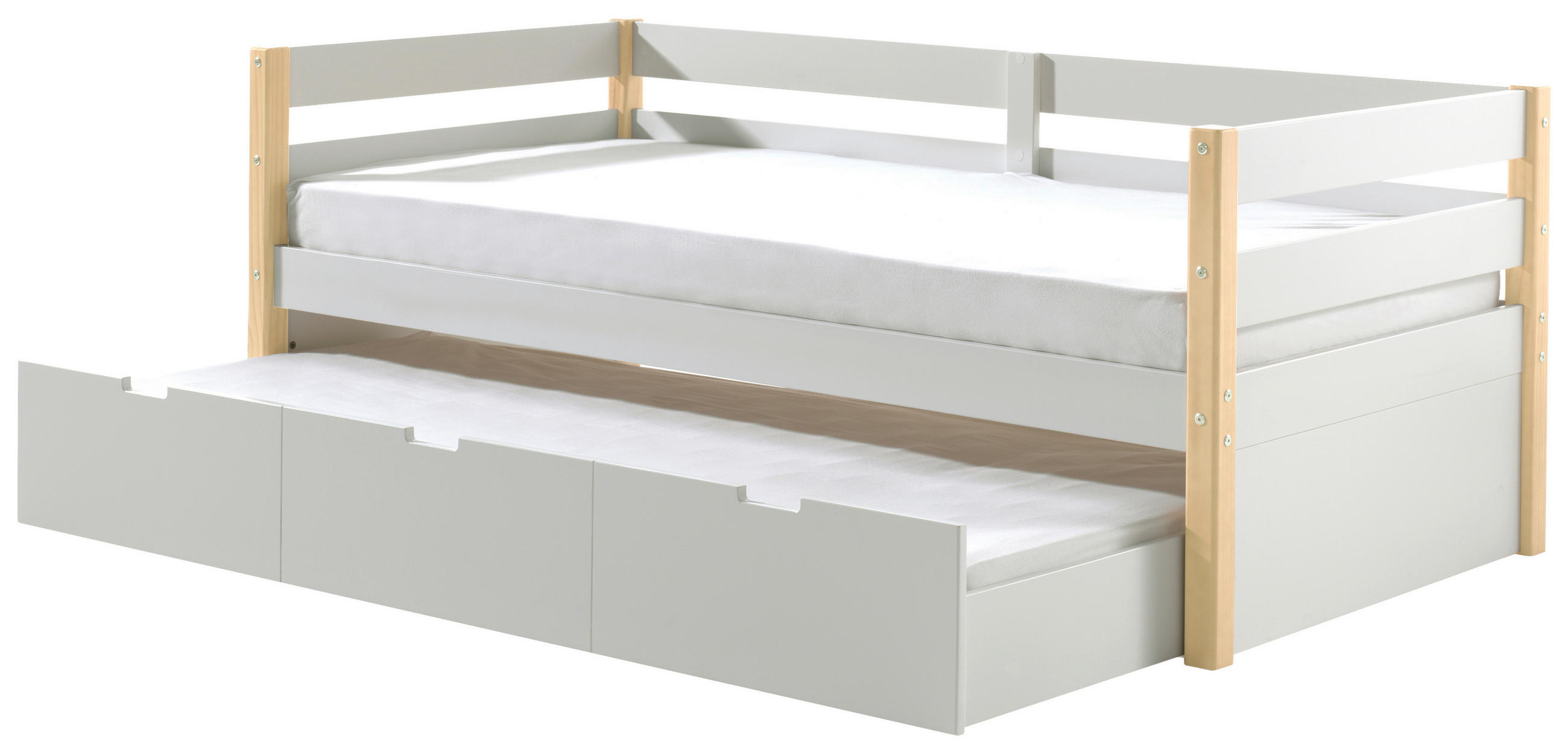 AUSZIEHBETT 90/200 cm  in Weiß, Kieferfarben  - Weiß/Kieferfarben, MODERN, Holz/Holzwerkstoff (90/200cm) - MID.YOU