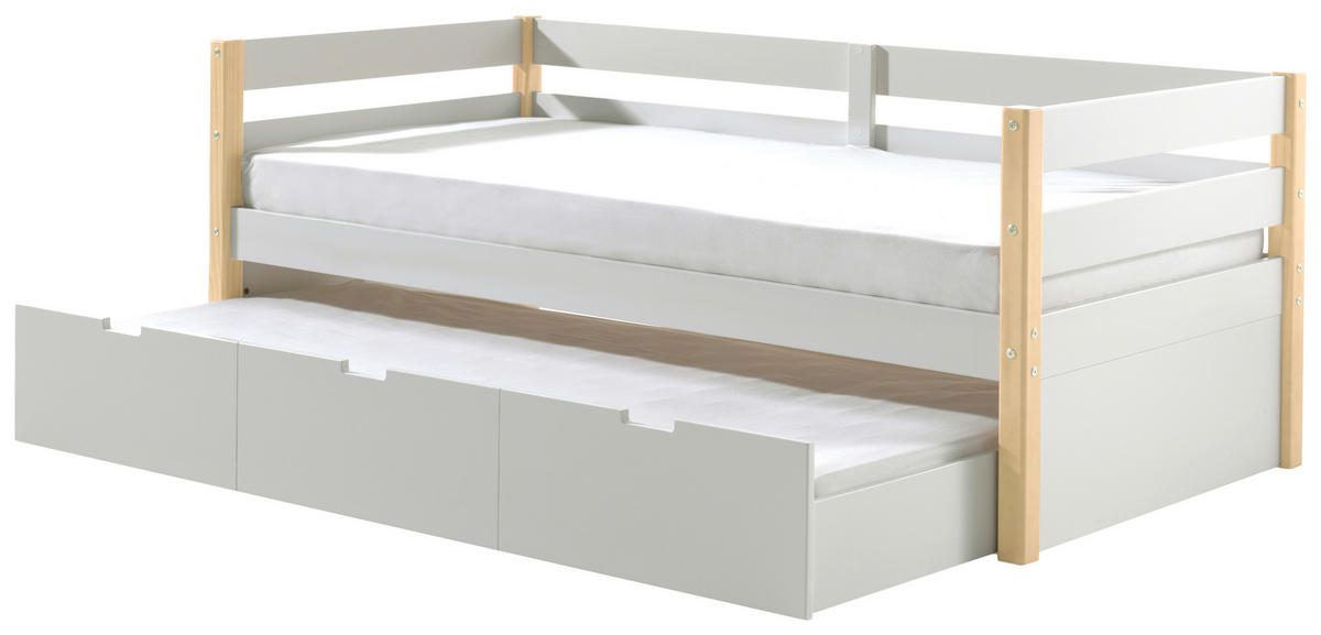 AUSZIEHBETT 90/200 cm  in Weiß, Kieferfarben  - Weiß/Kieferfarben, MODERN, Holz/Holzwerkstoff (90/200cm) - MID.YOU