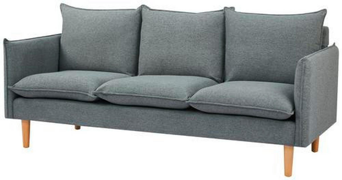 CANAPEA CU 3 LOCURI textil gri închis  - gri închis/culoare natur, Design, plastic/lemn (188/84/82cm) - Livetastic