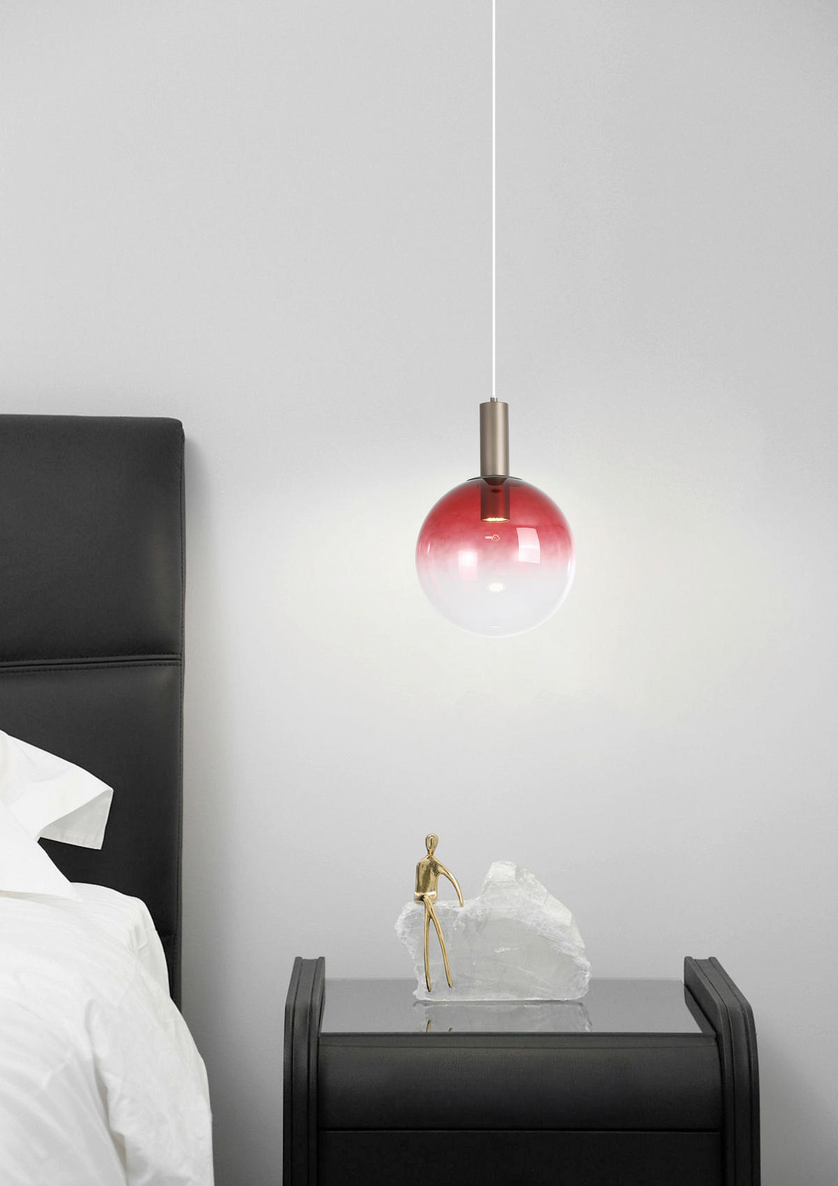 HÄNGELEUCHTE Ombre 30/120 cm  - Rot/Mokka, Design, Glas/Metall (30/120cm)