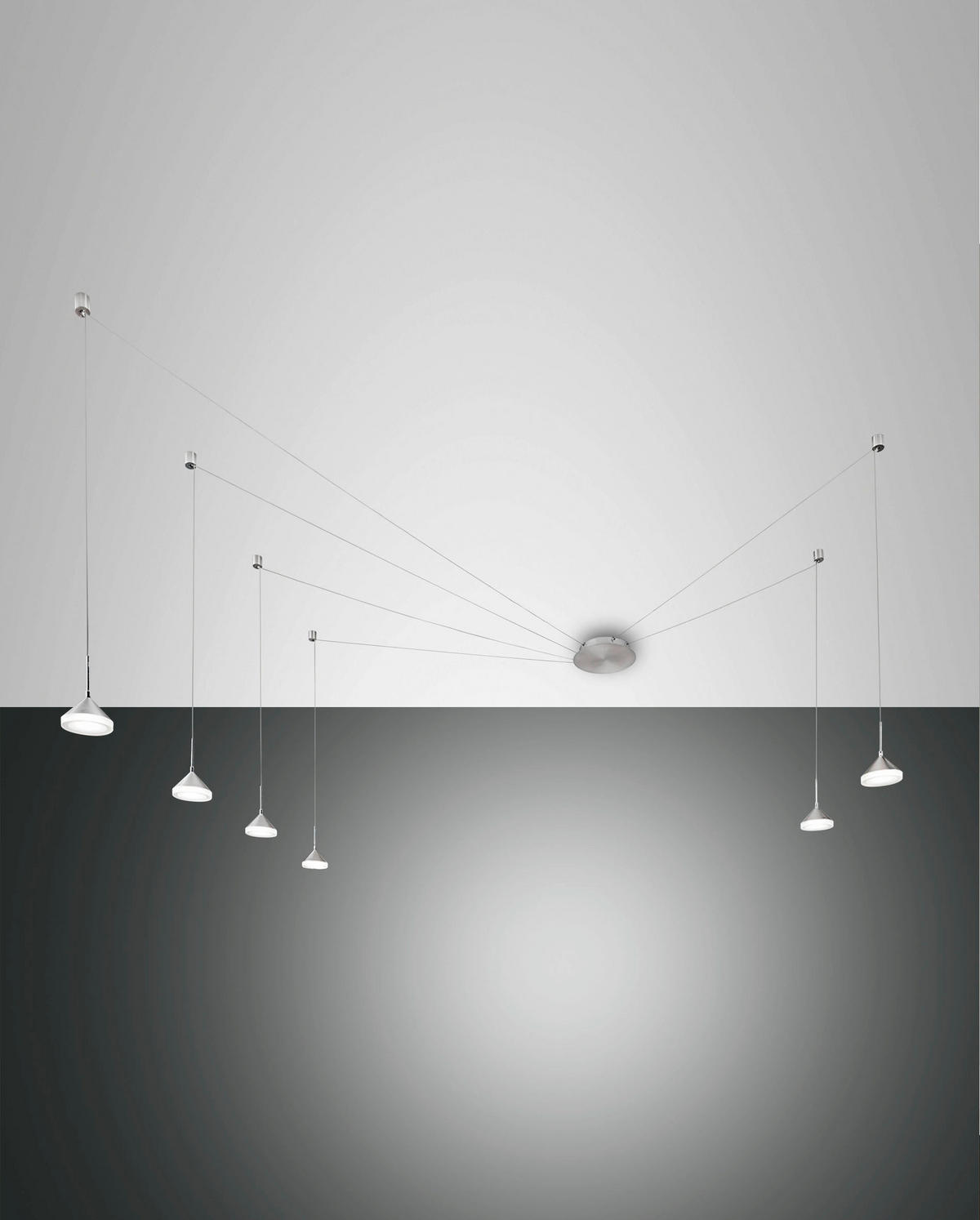 LED-PENDELLEUCHTE Isabella 650/350 cm   - Alufarben, Design, Metall (650/350cm) - Fabas Luce