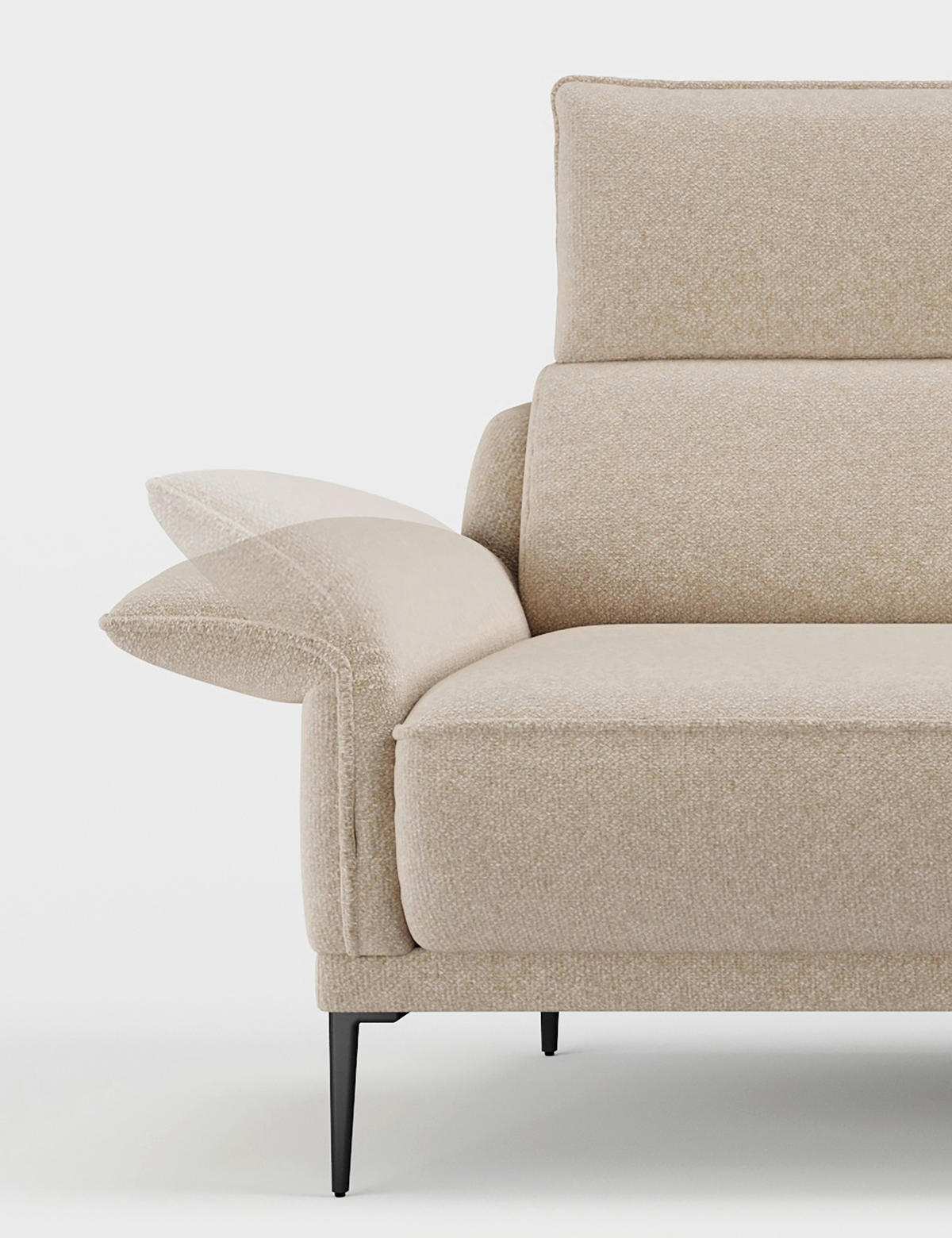 ECKSOFA in Bouclé Creme  - Creme/Schwarz, Modern, Textil/Metall (186/330cm) - Johann Jakob