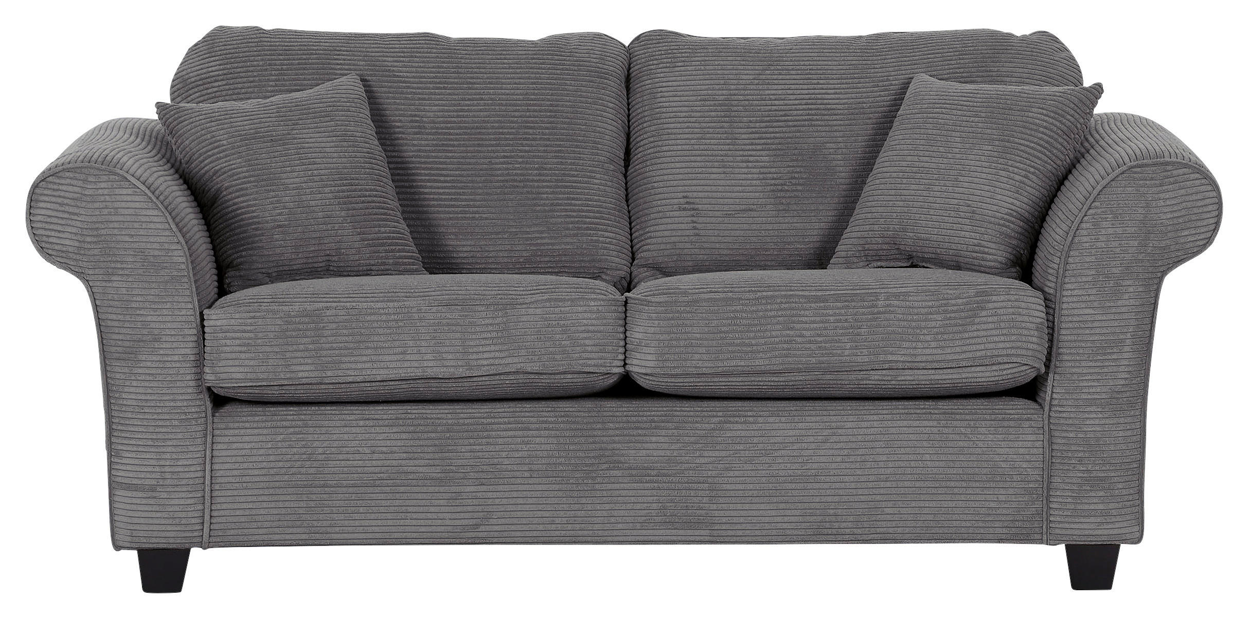 2-SITZER-SOFA Cord Dunkelgrau  - Dunkelgrau/Dunkelbraun, KONVENTIONELL, Holz/Textil (190/70/90cm) - home24