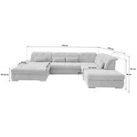WOHNLANDSCHAFT Braun, Grau Chenille  - Chromfarben/Braun, Design, Textil/Metall (195/376/254cm) - Livetastic
