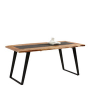 ESSTISCH Akazie massiv rechteckig Schwarz, Akaziefarben - Schwarz/Akaziefarben, KONVENTIONELL, Holz/Metall (175/90/76cm) - Ambia Home