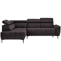 ECKSOFA in Velours Dunkelbraun  191/261 cm  - Dunkelbraun/Schwarz, Design, Textil/Metall (191/261cm) - Stylife