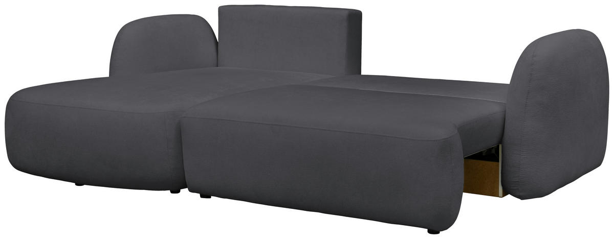 ECKSOFA VELU Graphitfarben Chenille  - Schwarz/Graphitfarben, Design, Textil (175cm) - MID.YOU