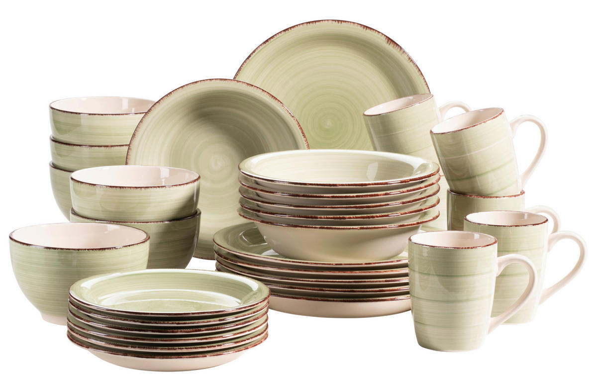 KOMBISERVICE 30-teilig Lumaca  - Olivgrün, Basics, Keramik (60/32/32cm) - Mäser