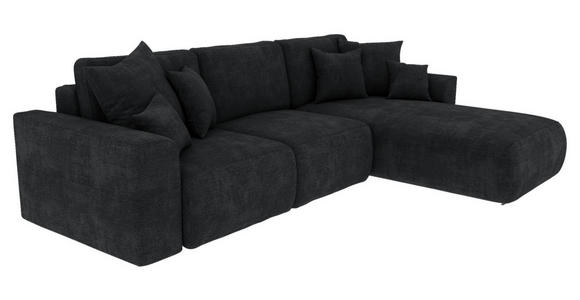 ECKSOFA in Samt Dunkelgrau  - Chromfarben/Dunkelgrau, KONVENTIONELL, Kunststoff/Textil (293/195cm) - Carryhome