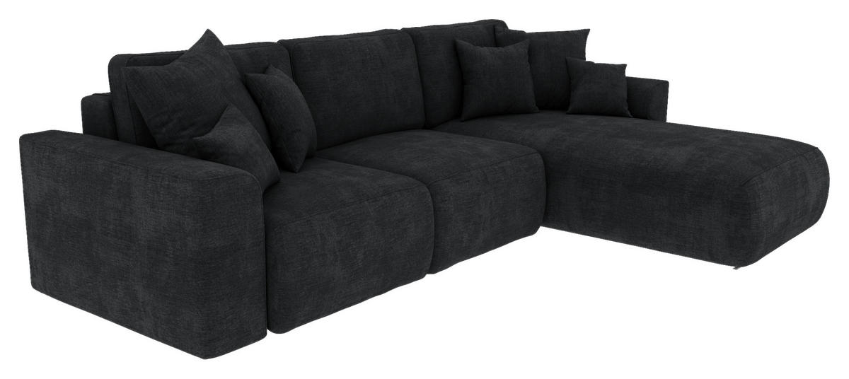 ECKSOFA Dunkelgrau Samt  - Chromfarben/Dunkelgrau, KONVENTIONELL, Kunststoff/Textil (293/195cm) - Carryhome