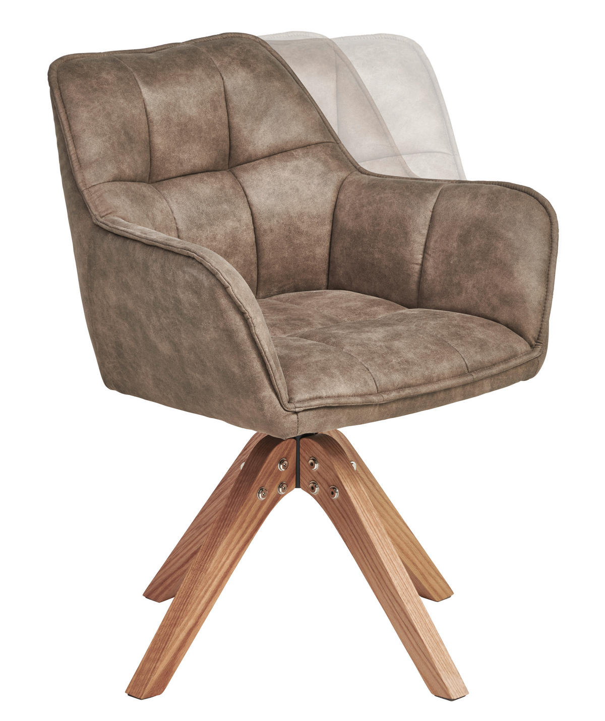 ARMLEHNSTUHL  Sitzfläche 360° drehbar Webstoff  - Eichefarben/Braun, Basics, Holz/Textil (61/85/63cm) - MID.YOU
