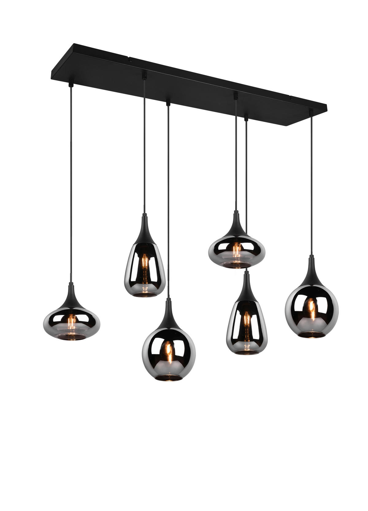 ZÁVĚSNÉ SVÍTIDLO, 93,8/34,5/150 cm  - černá/barvy chromu, Design, kov/sklo (93,8/34,5/150cm) - Trio Leuchten