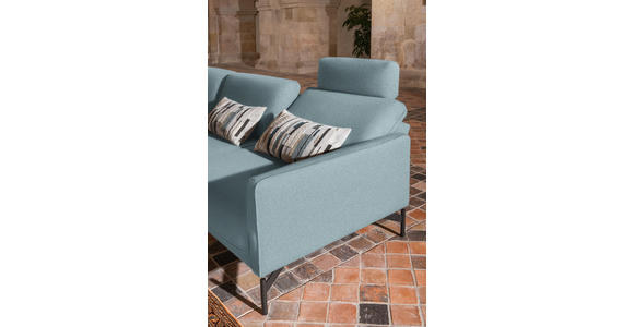 ECKSOFA in Flachgewebe, Struktur Hellblau  - Anthrazit/Hellblau, Design, Textil/Metall (230/254cm) - Ambiente