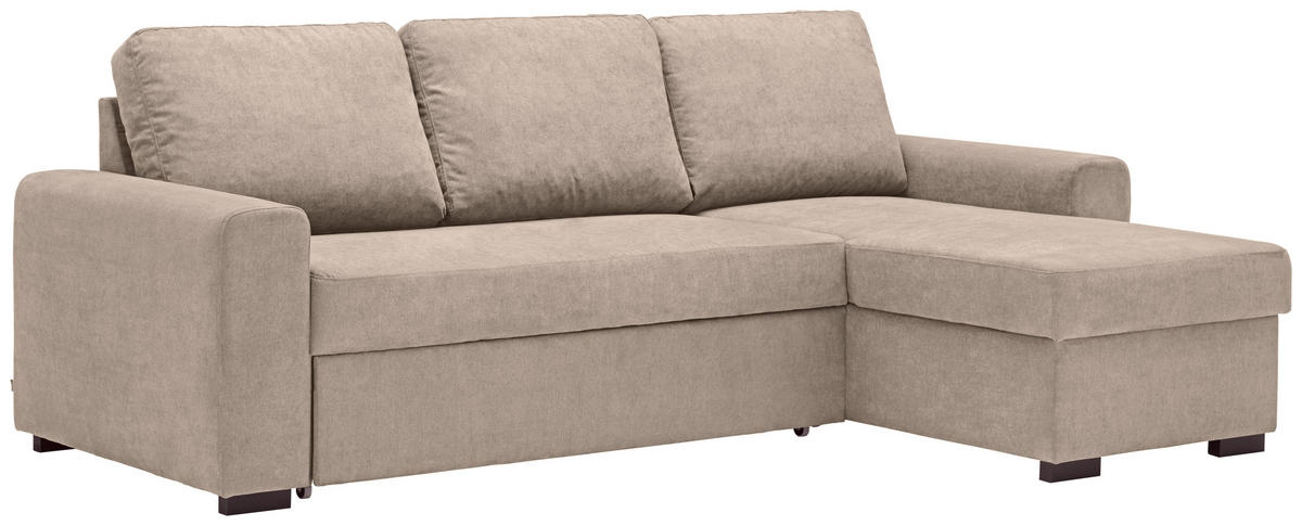 ECKSOFA inkl.Funktionen Beige Webstoff  - Beige/Schwarz, Design, Textil (245/160cm) - Xora