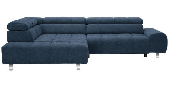 ECKSOFA Dunkelblau Webstoff  - Dunkelgrau/Silberfarben, Design, Textil/Metall (201/295cm) - Hom`in