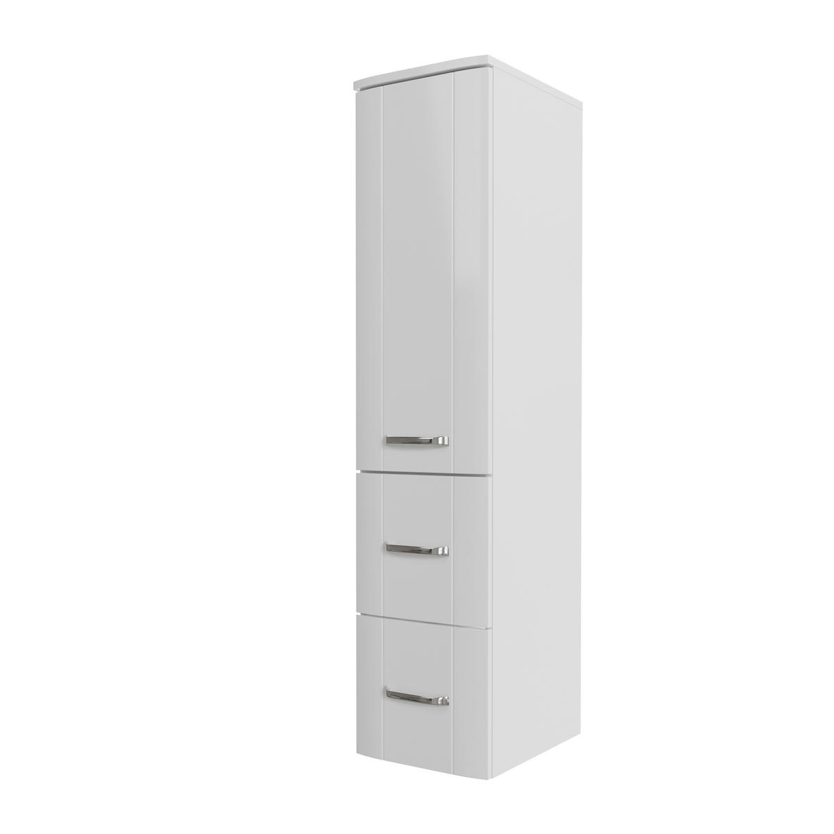 MIDISCHRANK 30/130/38 cm  - Chromfarben/Weiß Hochglanz, MODERN, Glas/Holzwerkstoff (30/130/38cm) - Sadena