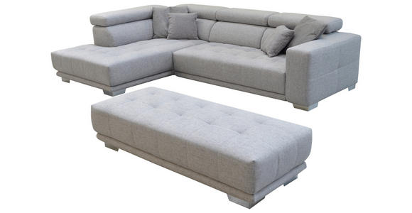 ECKSOFA  in Chenille Hellgrau  207/301 cm  - Chromfarben/Hellgrau, Design, Textil (207/301cm) - Xora