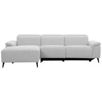 ECKSOFA inkl. Funktionen Hellgrau, Grauweiß Leinenoptik Rücken echt, Relaxfunktion, Kopfteilverstellung  - Schwarzchrom/Hellgrau, Design, Holz/Kunststoff (171/270cm) - Xora