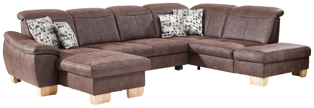 SEDACIA SÚPRAVA, textil, mokka - divoký dub/mokka, Natur, textil (185/343/243cm) - Beldomo Comfort
