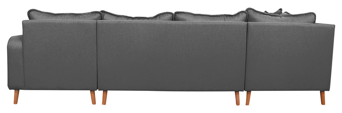 WOHNLANDSCHAFT Grau Textilgeflecht  - Wengefarben/Grau, Design, Holz/Textil (167/296/170cm) - Livetastic
