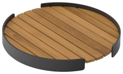 TABLETT Holz, Metall Teakholz  - Graphitfarben/Teakfarben, Design, Holz/Metall (45/5cm) - Zebra 