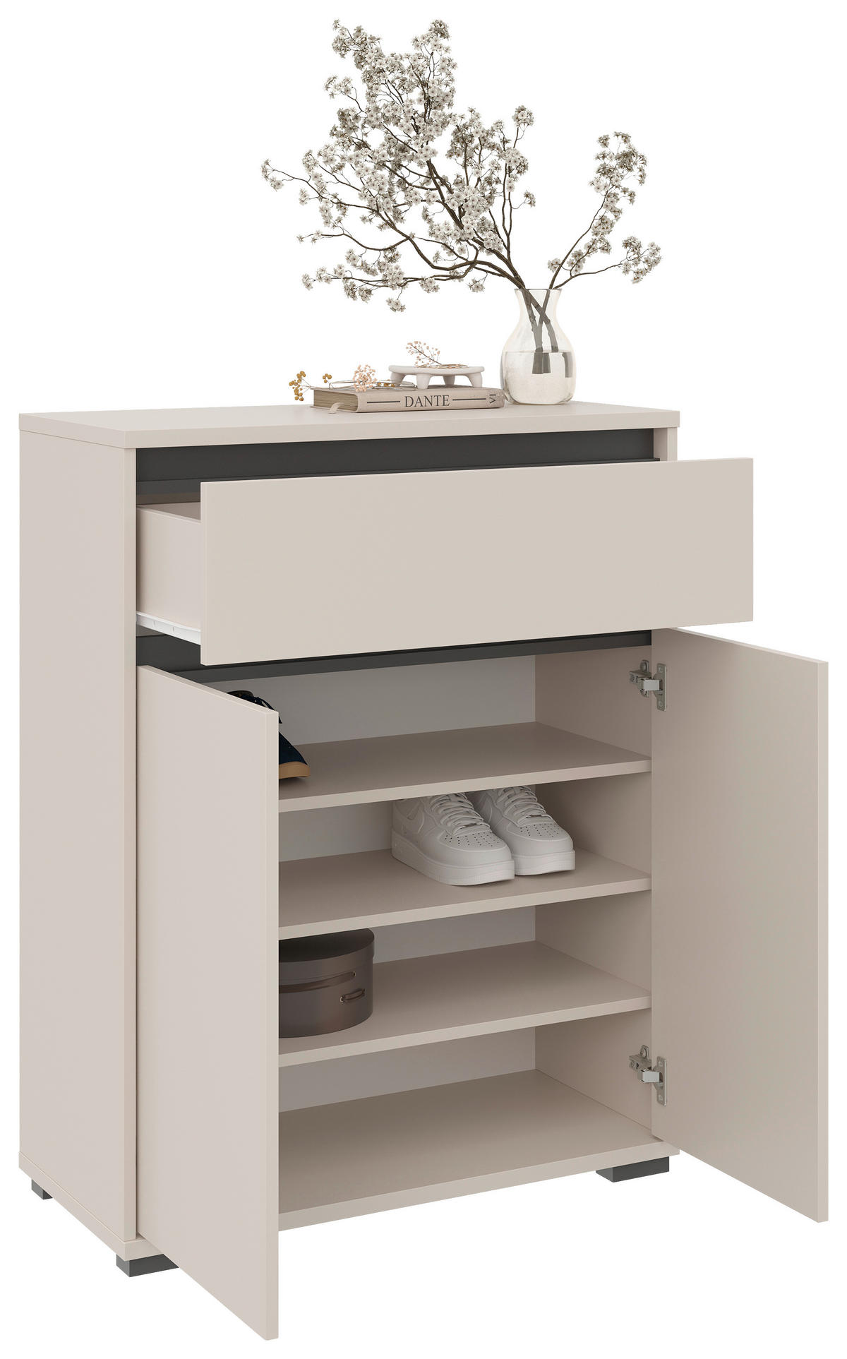 SCHUHSCHRANK Anthrazit, Kaschmir  - Kaschmir/Anthrazit, MODERN, Holzwerkstoff/Kunststoff (80/108,8/38cm) - Xora