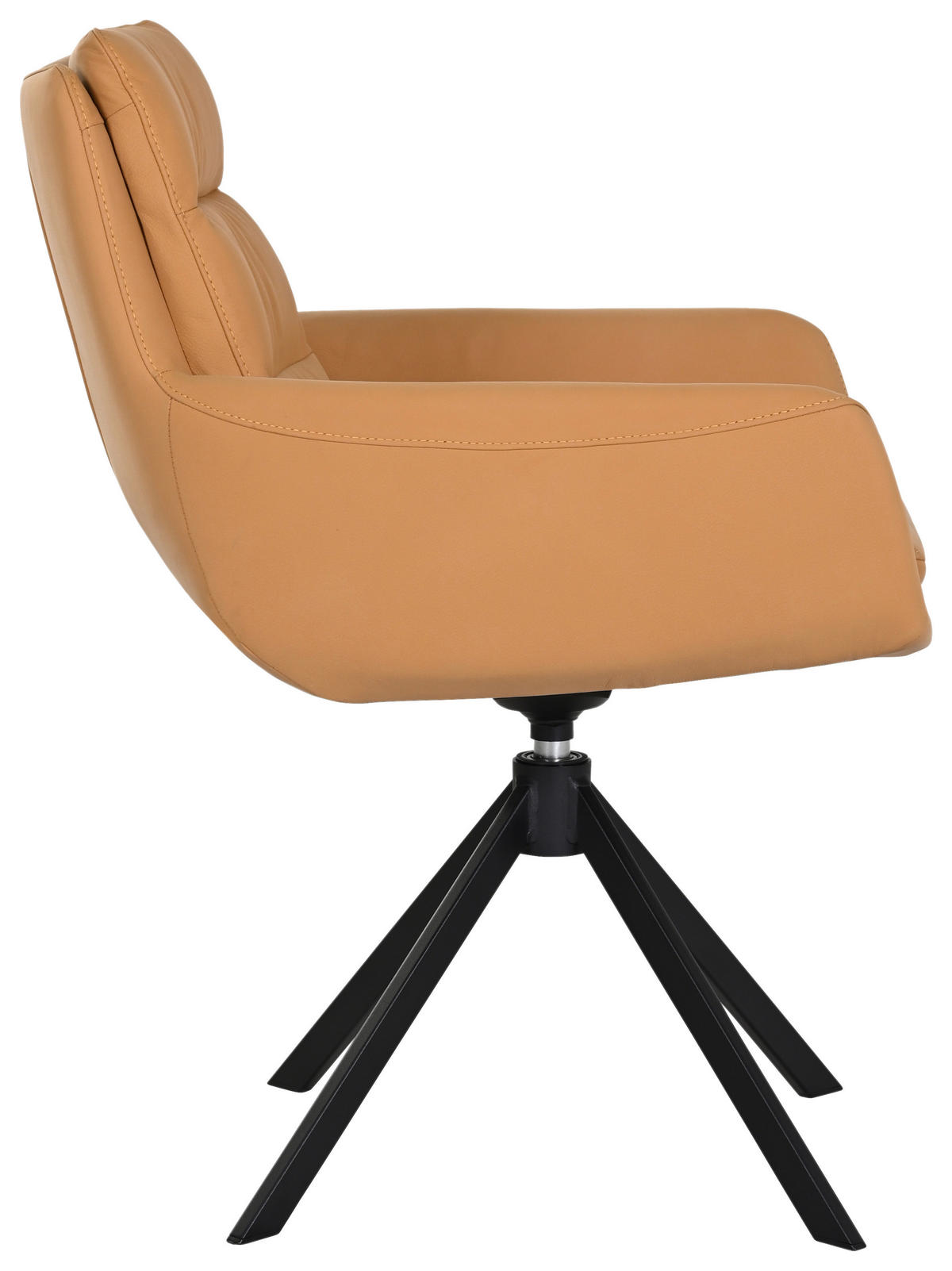 ARMLEHNSTUHL  in Stahl Echtleder pigmentiert  - Dunkelgelb/Schwarz, Design, Leder/Metall (62,5/89/66,5cm) - Dieter Knoll