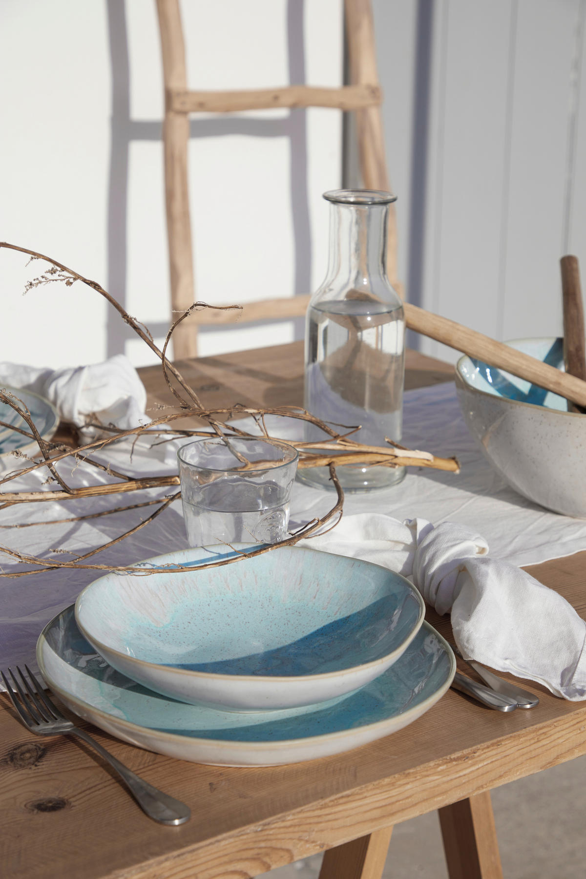 SPEISETELLERSET Creme, Pastellblau 28 cm EIVISSA  - Pastellblau/Creme, Basics, Keramik (28cm) - Costa Nova