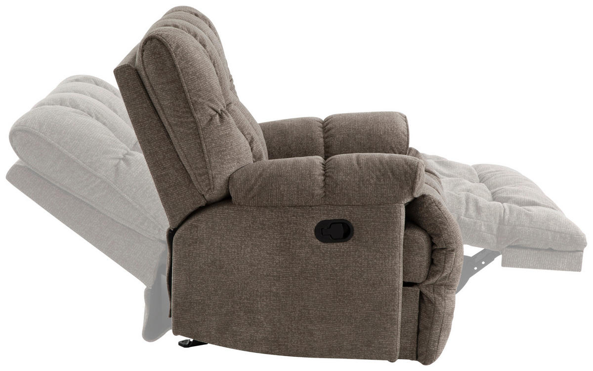 RELAXSESSEL LYSSO Mikrofaser    - Taupe/Schwarz, Design, Textil/Metall (97/99/102-161cm) - P & B