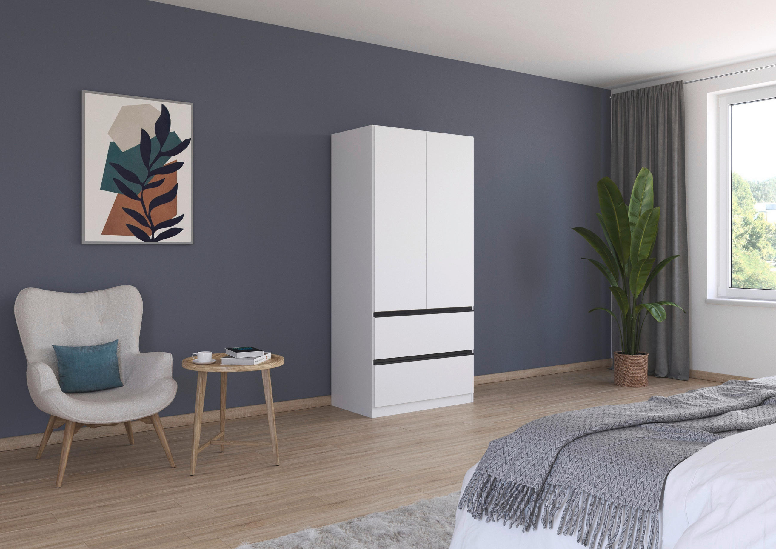 DREHTÜRENSCHRANK in Weiss  - Weiss/Grau, Modern, Holzwerkstoff (91/197/54cm) - Rauch Möbel