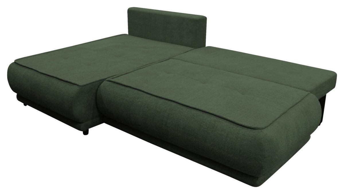ECKSOFA PAROS Dunkelgrün Bouclé  - Dunkelgrün/Schwarz, Design, Kunststoff/Textil (179/277cm) - MID.YOU