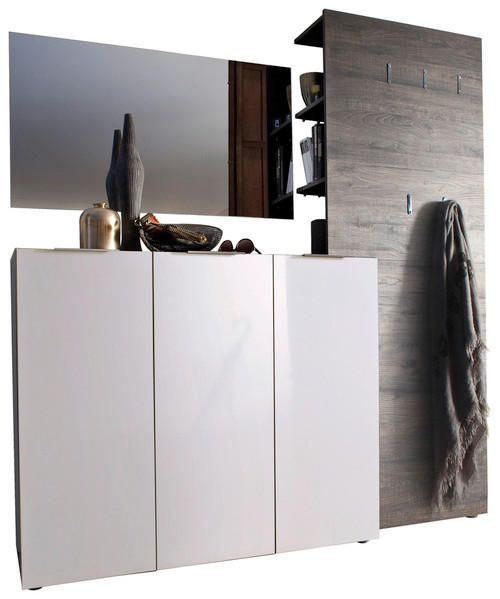 GARDEROBE 3-teilig  in 175/190/39 cm  - Wengefarben/Weiß, Design, Glas/Holzwerkstoff (175/190/39cm) - Carryhome