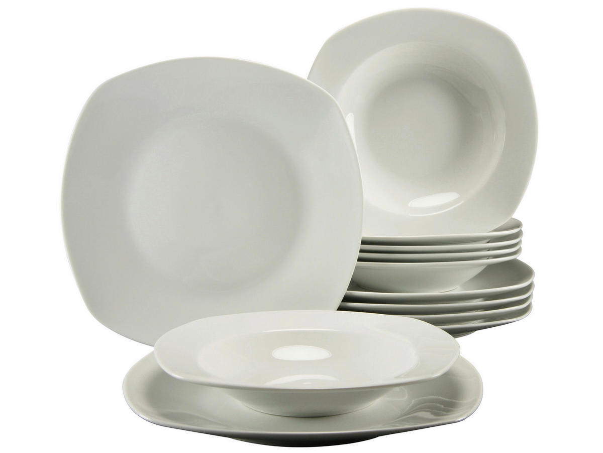 TAFELSERVICE Weiß Amelie weiss 12-teilig  - Weiß, Keramik - Creatable